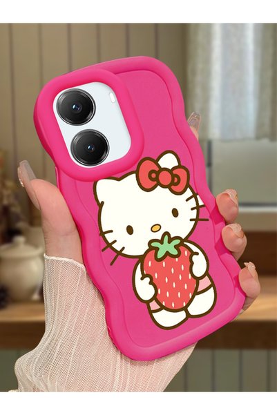 Hontinga Poco X7 Pro Compatible Case Camera Protector Red Silicone Couple Pho...