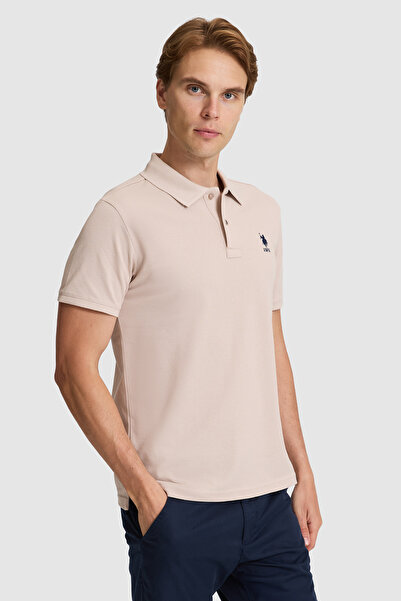 U.S. Polo Assn. Men's Stone Regular Fit Polo Collar Basic T-Shirt 50322314-Vr049