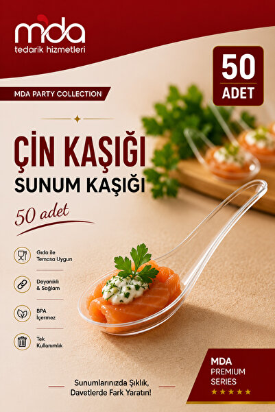 SMARTPACK Plastik Çin Kaşığı 50 adet ( Sunum Kaşığı )