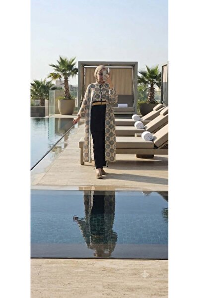 Moodbasic SWİMWEAR GOLD DESENLİ PAREOLU TESETTÜR MAYO