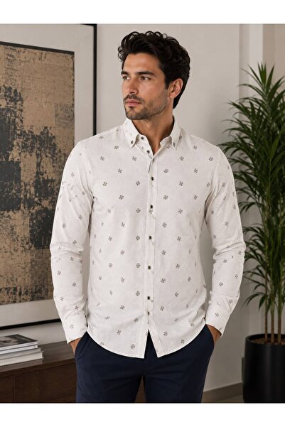 Green'DAL Men's Slim Fit Comfortable Patterned Long Sleeve Buttoned Daily Cas...
