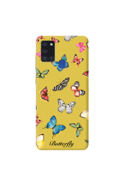 Other Samsung A21S Mixed Butterflys Yellow Colored Silicone TPU Θήκη