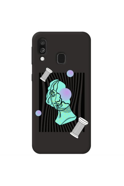 Other Samsung A40 Columns Black Colored Silicone TPU Θήκη