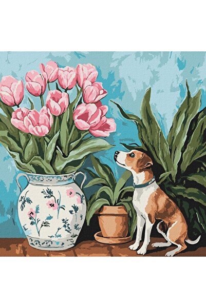 ideyka Set pictura pe numere Czarujace tulipany, panza 40x40 cm, multicolor, ...