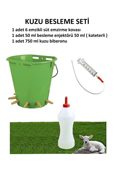 ANADOLUVET Kuzu besleme seti ( 6 emzikli kova + kuzu biberonu + kuzu besleme ...