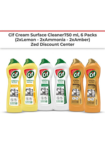 Cif Detergent cremă pentru suprafețe 750 ml, 6 pachete (2xLămâie - 2xAmoniac ...