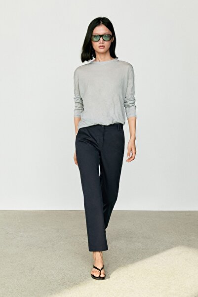 Massimo Dutti Pamuk karışımlı esnek mini çan pantolon