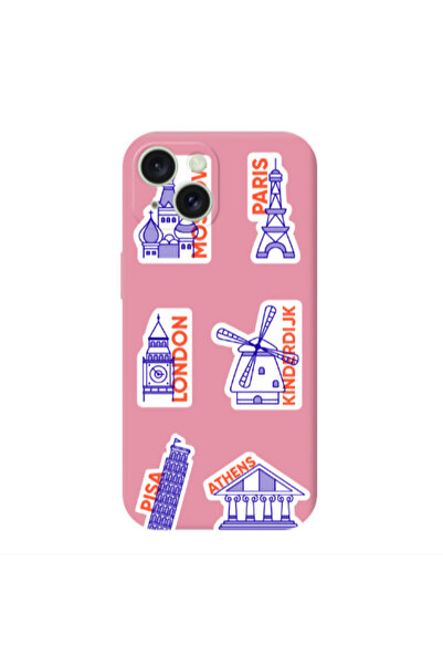 Other Apple iPhone 15 Plus Pisa Athens Pink Colored Silicone TPU Θήκη