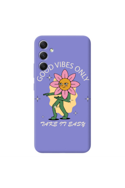 Other Samsung A34 Good Vibes Only Purple Colored Silicone TPU Θήκη