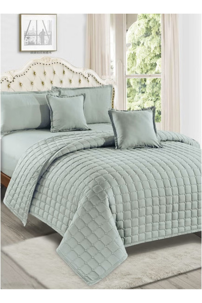 Moon Elegant Plaid Quilted Plain Bedspread - 4 Pieces - 170X220Cm Duvet - 120...