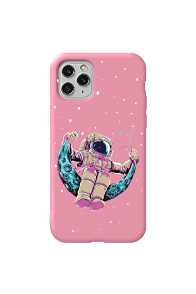 Other Apple iPhone 11 Pro Astronaut swinging on the moon Pink Colored Silicon...