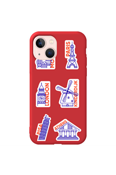 Other Apple iPhone 13 Pisa Athens Red Colored Silicone TPU Θήκη