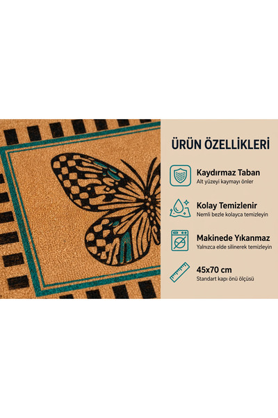 Evoris Coco Cc020A Butterfly Patterned Door Mat Adds a Stylish Touch to Home and Business Entrances with Its Elegant and Decorative Design.