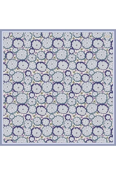 Levidor Blue Daisy Pattern Twill Silk Scarf