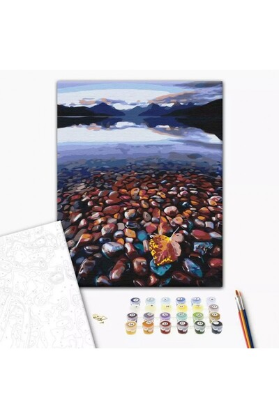 MC Micostore Set Pictura pe numere 40x50cm, Brushme - Pietre de rau - panza, ...