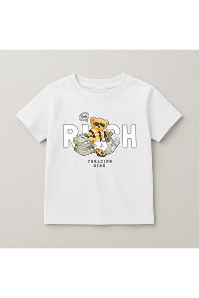 SVART WEAR Παιδικό και εφηβικό μπλουζάκι με στάμπα αρκουδάκι, βαμβακερό, με κ...