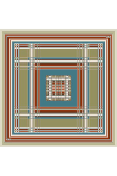 Levidor Grass Green Plaid Pattern Twill Silk Scarf