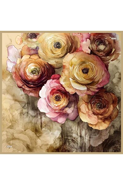Levidor Oil Green Rose Pattern Sura Silk Scarf
