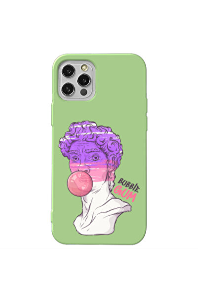 Other Apple iPhone 12 Pro Pin Bubble Light Green Colored Silicone TPU Θήκη