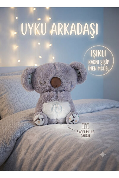 Genel Markalar Uyku arkadaşı peluş oyuncak karın bölgesi şişip inen model ışı...