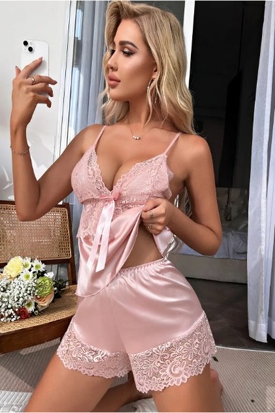 B'YOU life Visatin 1127 Satin Nightgown with Shorts