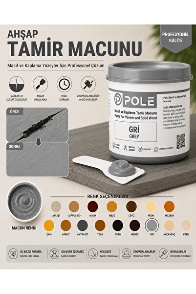 POLE Ahşap Tamir Macunu Su Bazlı Çatlak Dolgu Macunu Mobilya MDF Kapı Parke D...