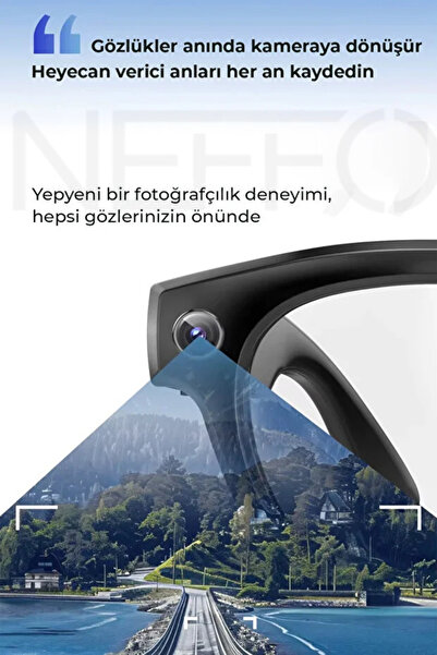 NEFFO Akıllı Yapay Zeka Kameralı Gözlük Bluetooth Telefon Görüşmesi Müzik Dinleme AI Smart Glasses