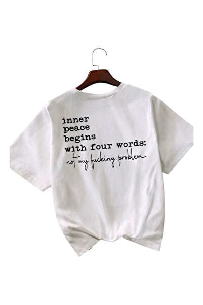 OEM Tricou dama, alb, din bumbac, cu mesaj, M