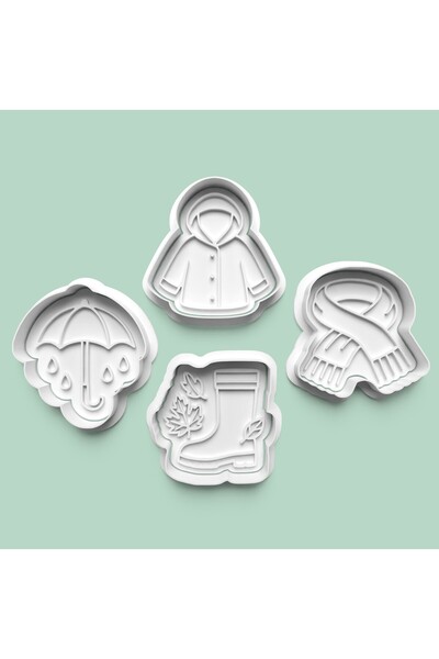 AKTASTORE Cold Weather Themed Cookie Mold and Sugar Dough Mold Set of 4 0975-Set
