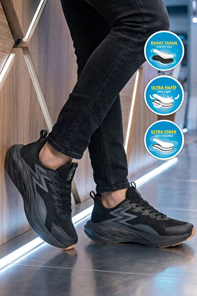 AYAKMOD Black Orthopedic Memory Sole Men's Sports Shoes 5026 m