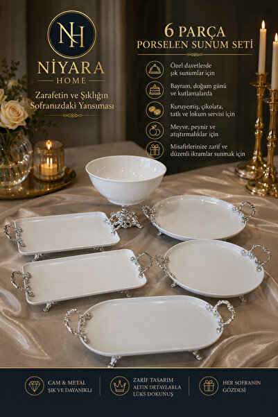 Niyara home 6-Piece Porcelain Presentation Set for Stylish Presentations at S...