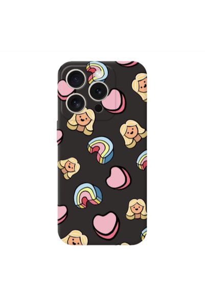 Other Apple iPhone 15 Pro Max Girl rainbow and hearts Black Colored Silicone ...