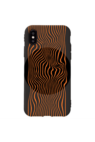 Other Apple iPhone Xs Max Trapezoidal lines Black Colored Silicone TPU Θήκη