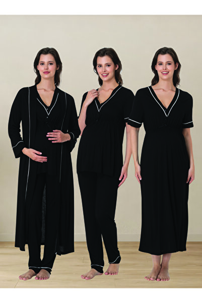 by İGP Pajama and Nightgown Set for Pregnant Women with Dressing Gown, Cotton...