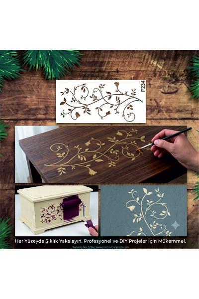 STENCİLTASARIM Stencil Tasarım F234 Dekoratif Duvar, Eşya, Fayans,kumaş Boyam...