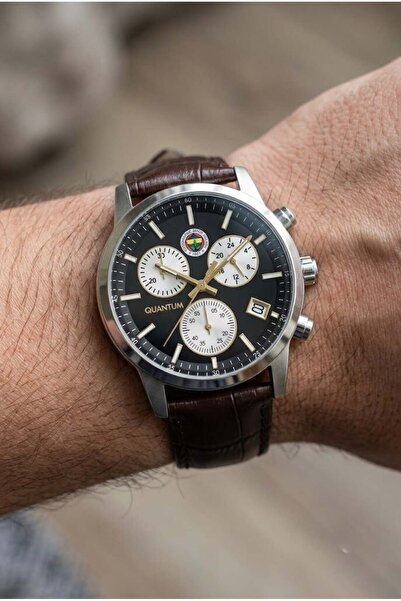 Quantum Taraftar Men's Wristwatch |   42mm Stainless Steel Case, Brown Leathe...