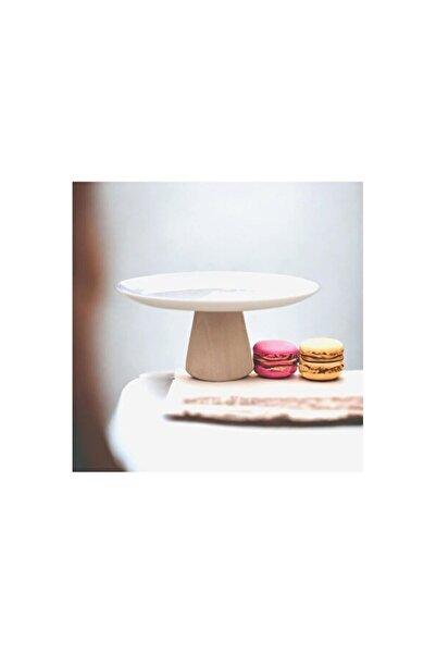 Empressco White Wooden Conical Stand for Presentation and Fruit Display 27 cm