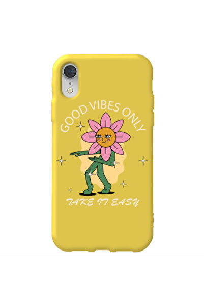Other Apple iPhone Xr Good Vibes Only Yellow Colored Silicone TPU Θήκη