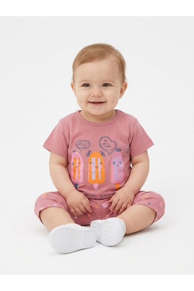 Kids Kingdom Cotton Ice Cream Detailed 2-Piece Tights Baby Girl Set