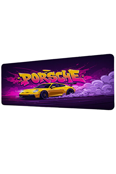 gxe.art Porsche 911 GT3 RS Yellow Graffiti 40x90 cm Gaming MousePad Αντιολισθ...