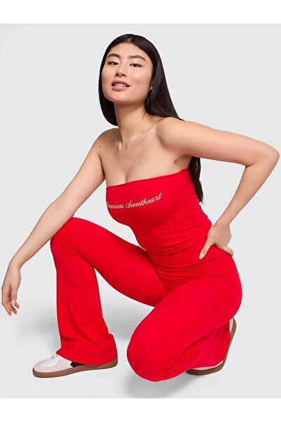 PINK All-Day Beli Katlanabilen Pamuklu Flare Tayt