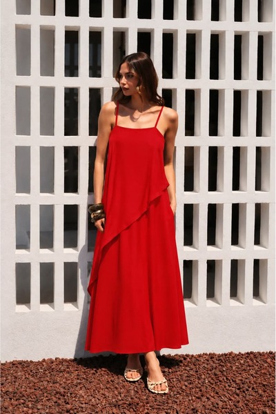 EFİL Asymmetrical Flywheel Detailed Midi Dress