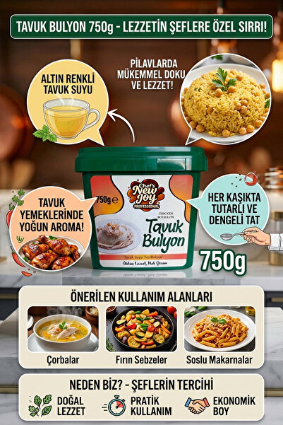 chef's new joy professional Tavuk Bulyon 750 G x 8 Adet - 1 Koli (Koli Bazlı Avantaj Paketi)