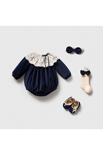 Momercy Baby Girl Velvet Romper, Bandana, Socks, Shoes, Boxed Gift Set of 4