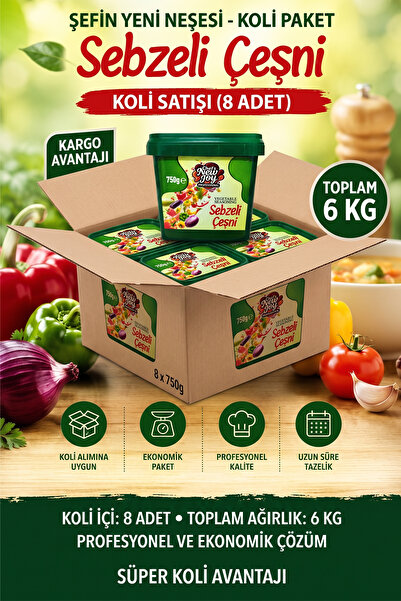 Chefs New Joy Sebzeli Çeşni 750 G x 8 Adet - 1 Koli (Koli Bazlı Avantaj Paketi)
