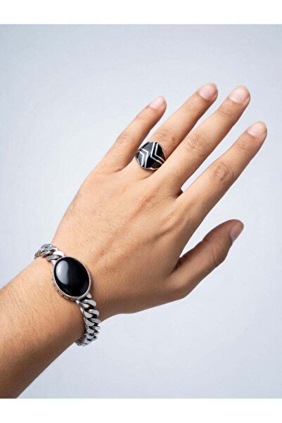 AK JEWELS 925 SILVER MENS ENAMEL RING