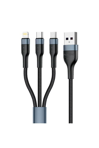 FONENG X51 Cablu USB 3-în-1 pentru încărcare și date 1m 18W Negru