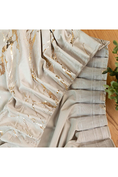 MARMA Perdea de catifea 140x250 cm Crem/Auriu