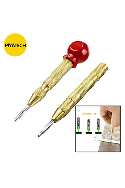 PİYATECH Yaylı Metal Noktalama İşaretleme Zımba Kalemi Otomatik Merkez Körner...