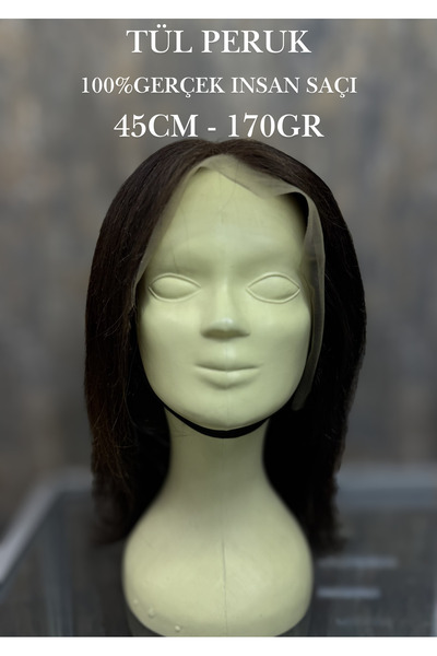 HalitCan HairKing 45 Cm Tül Peruk – %100 Gerçek İnsan Saçı – Türk Saçı – 170 ...